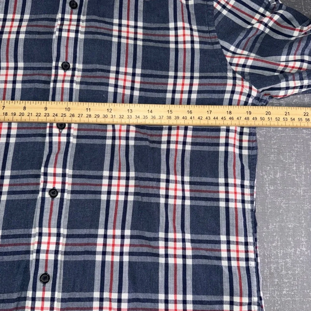 Banana Republic Mens Slim‎ Fit Plaid Button Down Shirt Navy Red White Small S